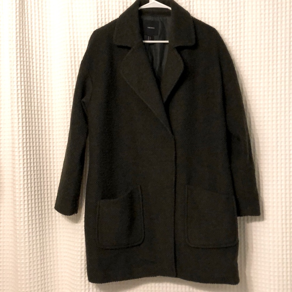 Forever 21 Avocado Green Pea Coat Size L